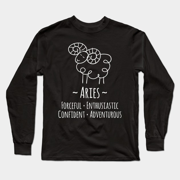 Aries Zodiac Sign Long Sleeve T-Shirt by HappyCatPrints